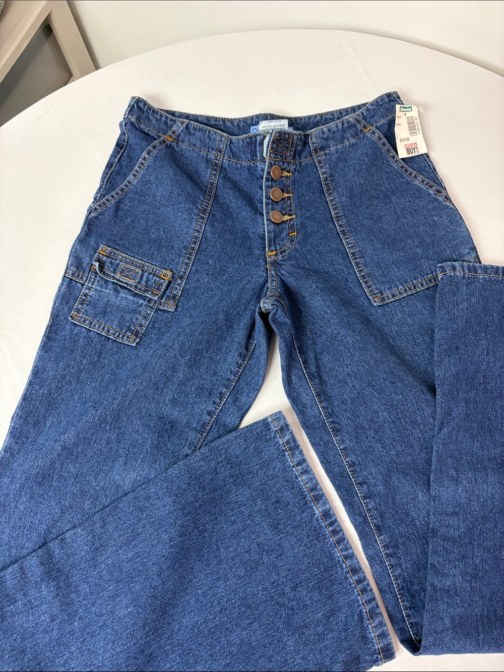 Vintage Y2K What to Wear Size 9 NWT Wide Leg Cargo Jeans 100% Cotton
